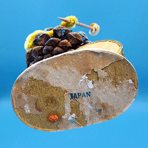 Vintage Bobblehead Elf Japan Pinecone Spun Cotton Foil Horn Mercury Glass 1950s - Picture 10 of 10